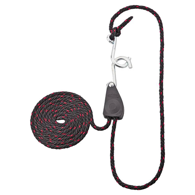 ProSource 8' x 1/4" Rope Ratchet with 1/4" Flattened S-Hook, 150 lb Capacity, Polypropylene/Steel - 10010-L-OI