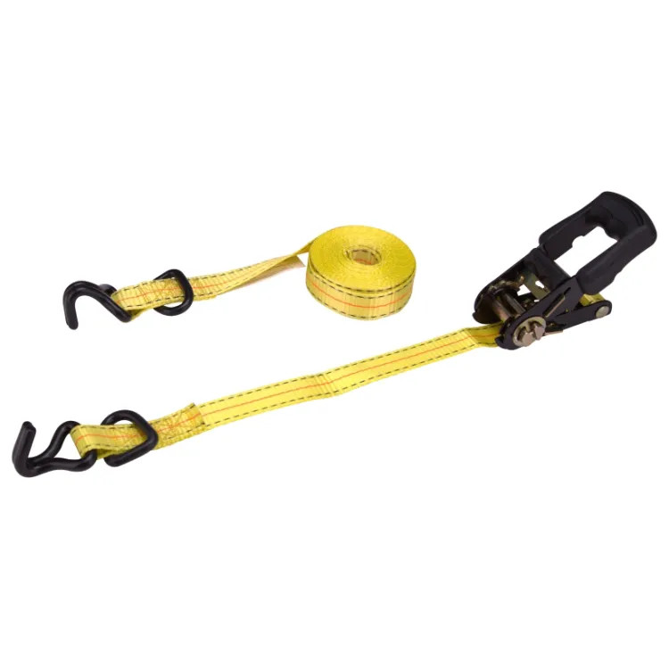 ProSource 16' x 1" Heavy-Duty Ratchet Tie-Down with J-Hook End, 1000 lb Capacity, 3000 lb Breaking Strength, Polyester - FH64058