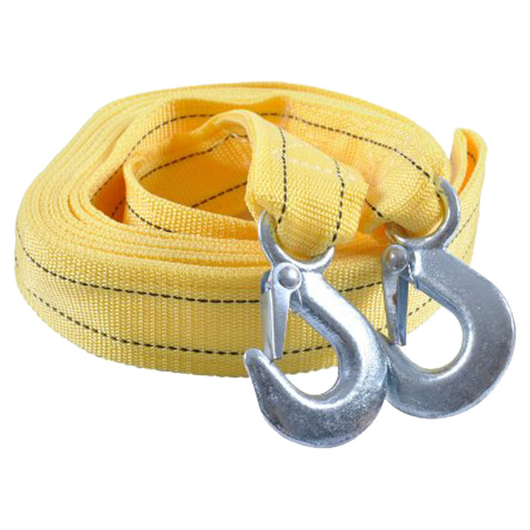 ProSource 25' x 2" Heavy-Duty Emergency Tow Strap with Zinc-Plated Steel Hooks, 1000 lb Capacity, Polyester Webbing - FH64062-1
