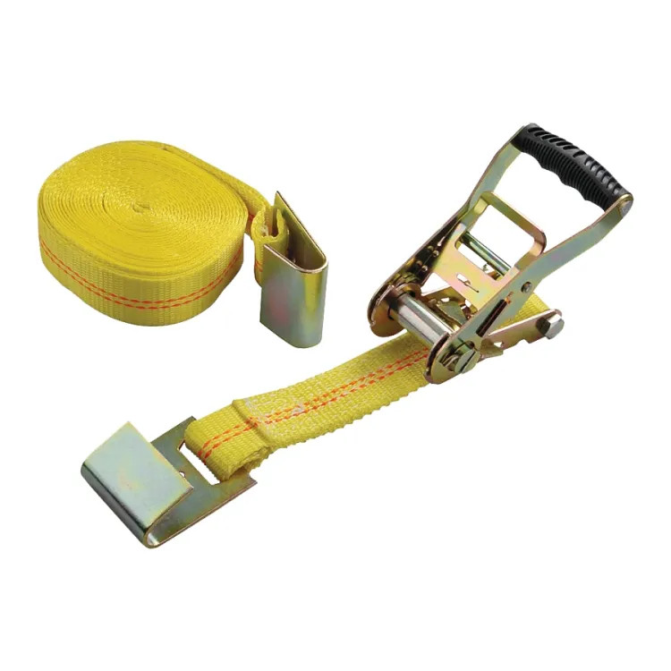ProSource 27' x 2" Heavy-Duty Ratchet Tie-Down with Steel Flat Hook End, 3333 lb Capacity, 10000 lb Breaking Strength, Polyester Webbing - FH64065