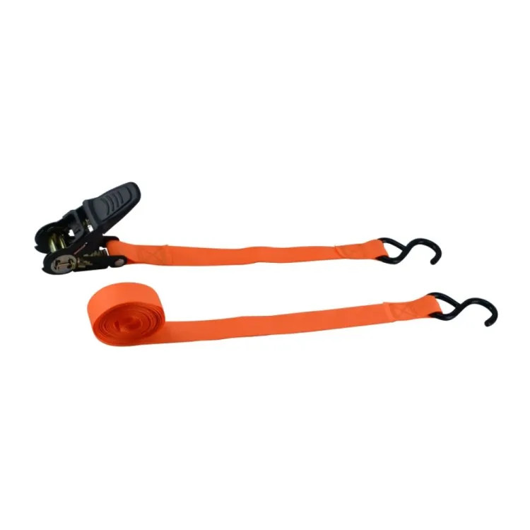 ProSource 13' x 1" Ratchet Tie-Down with S-Hook End, 300 lb Capacity, 900 lb Breaking Strength, Polyester - FH64070
