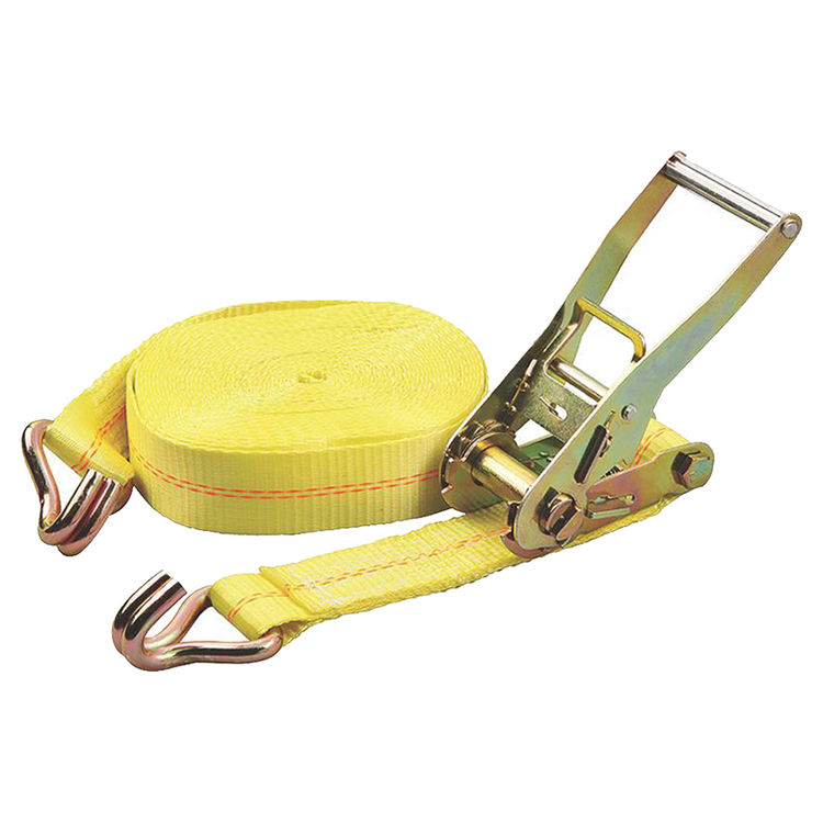 ProSource 40' x 2" Heavy-Duty Ratchet Tie-Down with Steel Double-J Hook End, 3333 lb Capacity, 10000 lb Breaking Strength, Polyester Webbing - FH64072