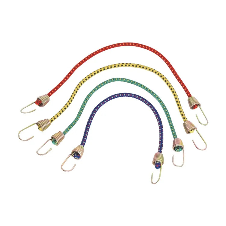 ProSource 4-Pack 10" x 4mm Light-Duty Mini Bungee Cord with 3/8" Metal Hook End, Rubber - FH64074