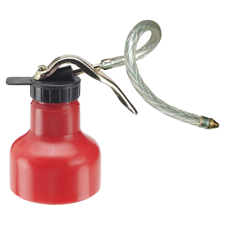 Plews 50-592 Pistol Flexible Oiler, 6 oz, 0.15 in Dia X 0.15 in T, Plastic, Red, Zinc Plated