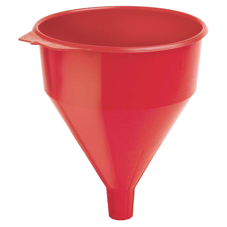 Plews 75-072 Funnel with Fine Mesh Strainer Screen, 9 in Dia x 11 in H, 6 qt, Polyethylene, Red