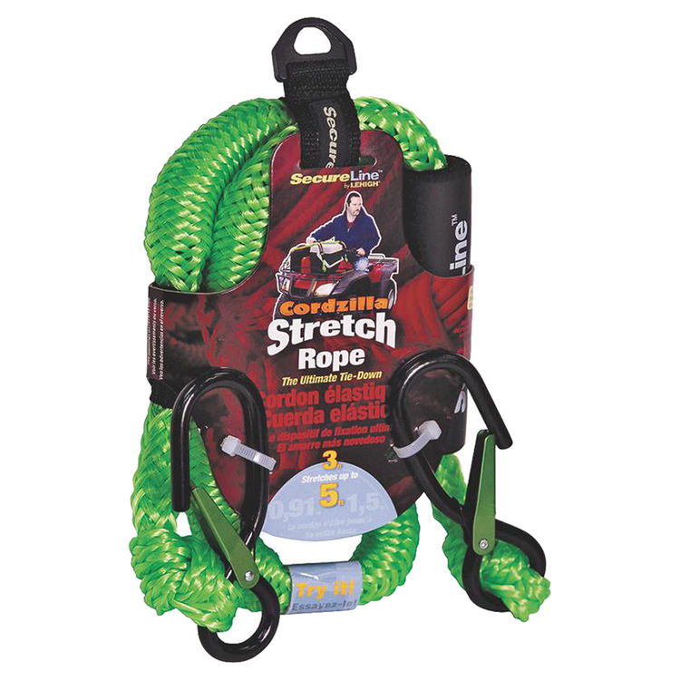 Wellington CZB3 Stretch Rope, 8 mm Dia x 3 ft L, 400 lb, Polypropylene, Green