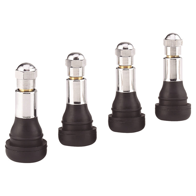 Monkey Grip Tru-Flate M4134 Snap-In Tire Valve, 1-1/4 in, 60 psi, Rubber, Bright Chrome Plated