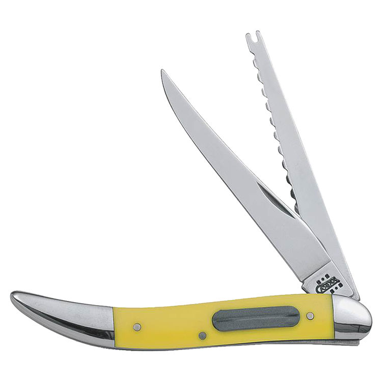 Case 120 Fishing Knife 4-1/4 in Closed L, Yellow, 320094F Stainless Steel