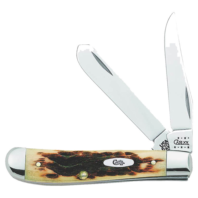 Case 13 Mini-Trapper Folding Pocket Knife, 2-5/8 in L Clip, 2-5/8 in L Spey, Amber