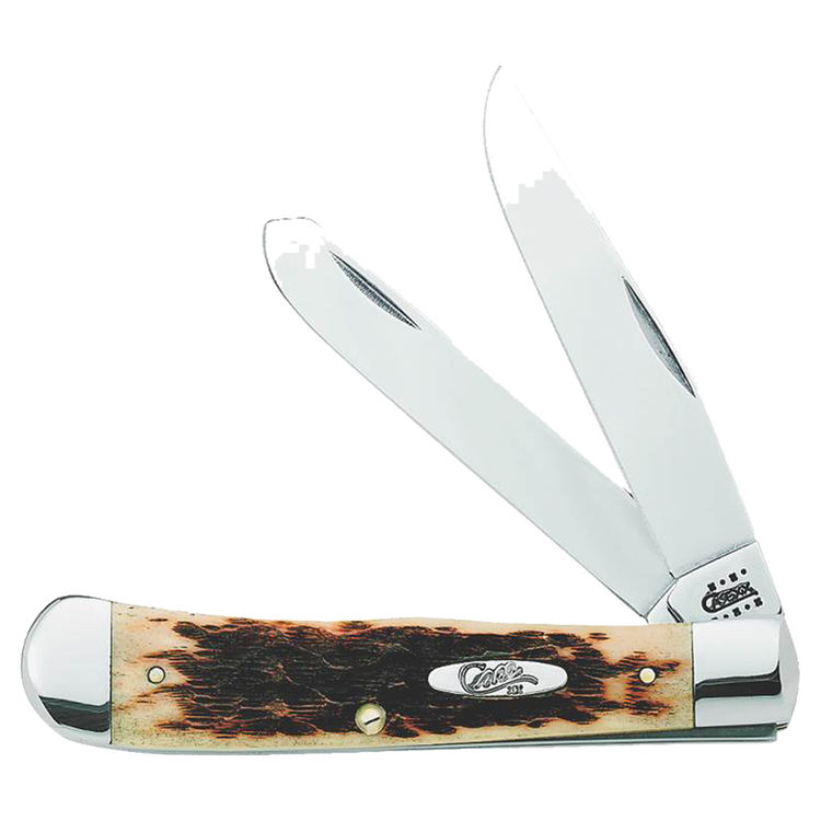 Case 164 Trapper Folding Pocket Knife, 3-1/4 in L Clip, 3-1/4 in L Spey, Amber