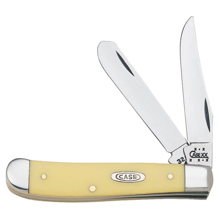 Case 29 Mini-Trapper Folding Pocket Knife, 2-3/4 in Length Clip, 2-3/4 in Length Spey, Yellow