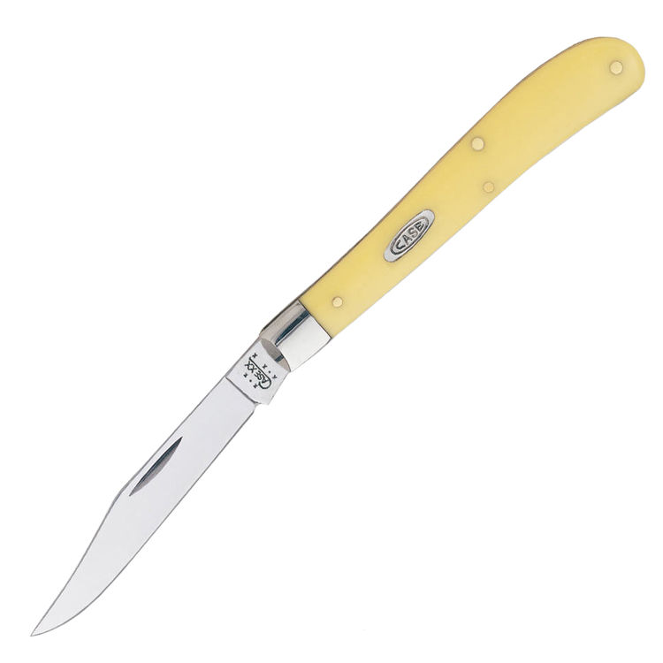 Case 31 Slimline Trapper Pocket Knife, 4-1/8 in Closed L, Yellow Chrome Vanadium