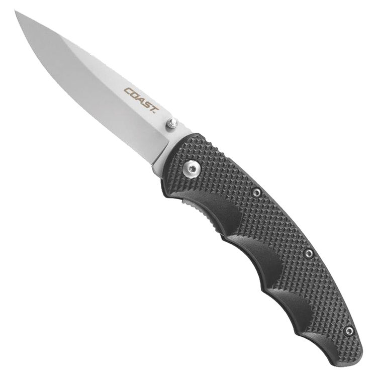 Coast C36CP Liner Lock Folding Knife, 3.35 in Blade, 7.3 in L, Black, 7Cr17 Stainless Steel