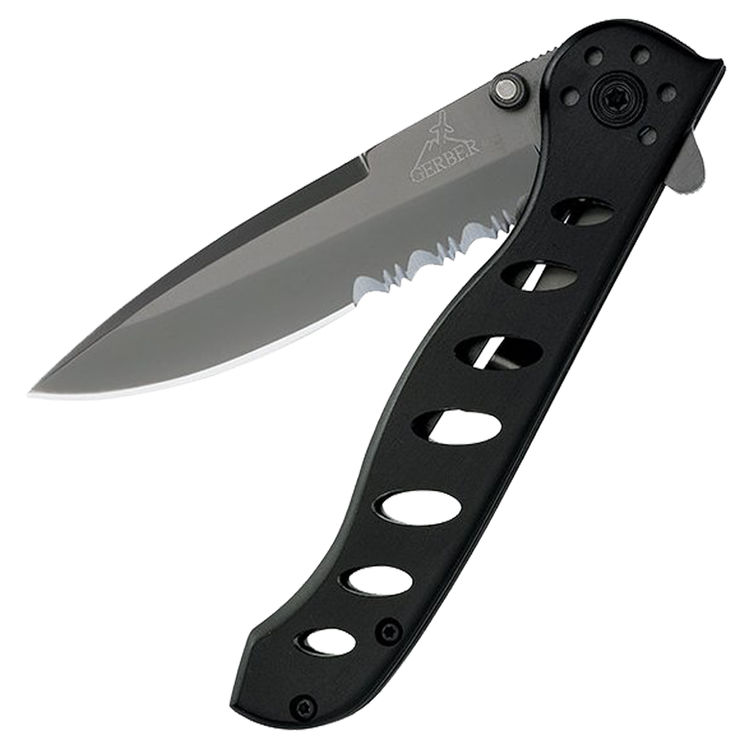Gerber EVO Lightweight Folding Knife, 3.43 in Blade, 7.95 in L, Black, Stainless Steel