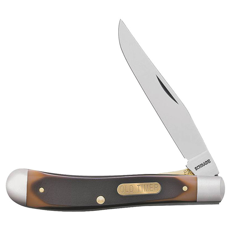 Old Timer Gunstock Trapper Lockback Folding Pocket Knife, 3.1 in Blade, 7 in L