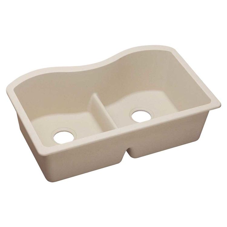 Elkay ELGULB3322PT0 Quartz Classic Equal Double Bowl Dual Mount Sink w/ Aqua Divide, Putty