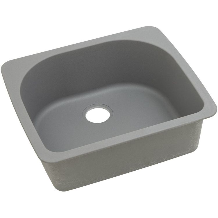 Elkay ELGS2522GS0 Quartz Classic 25" x 22" x 8-1/2" Single Bowl Top Mount Sink, Greystone