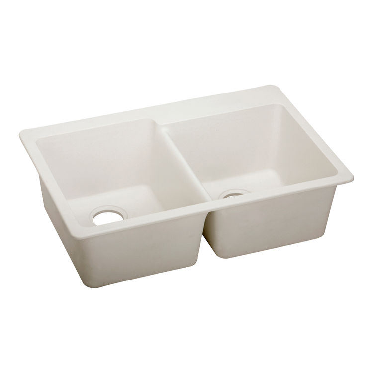 Elkay Quartz Luxe 33" x 22" x 9-1/2" Offset Double Bowl Drop-in Sink - Ricotta (ELX250RRT0)