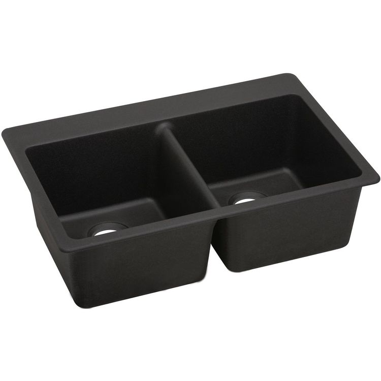Elkay Quartz Luxe 33" x 22" x 9-1/2" Equal Double Bowl Drop-in Sink - Caviar (ELX3322CA0)