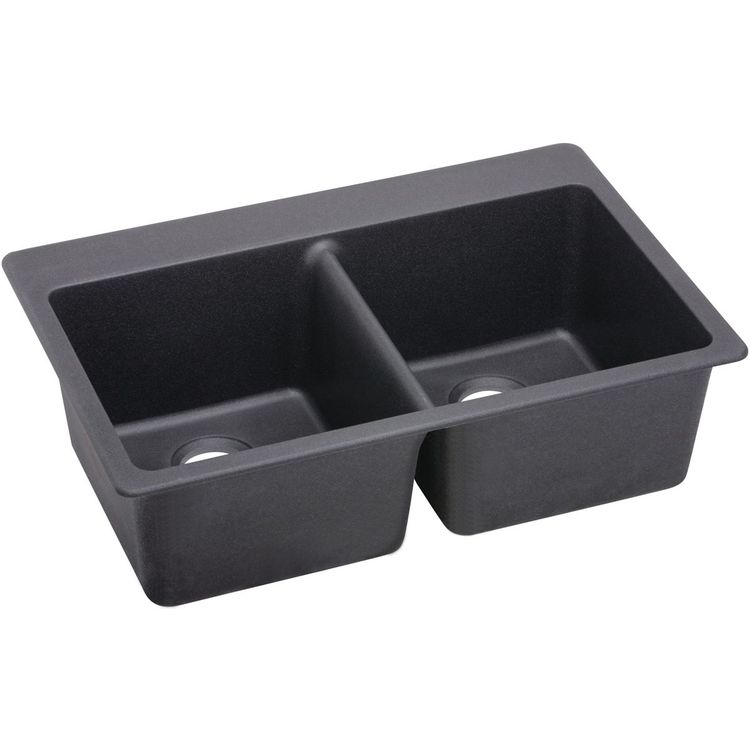 Elkay Quartz Luxe 33" x 22" x 9-1/2" Equal Double Bowl Drop-in Sink - Charcoal (ELX3322CH0)