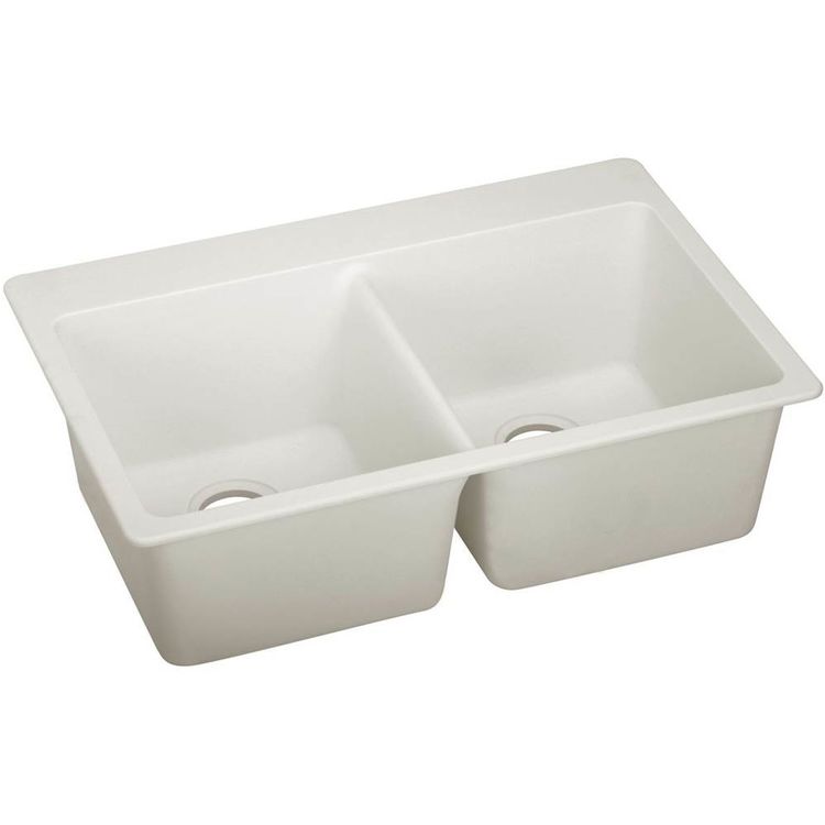 Elkay Quartz Luxe 33" x 22" x 9-1/2" Equal Double Bowl Drop-in Sink - Ricotta (ELX3322RT0)