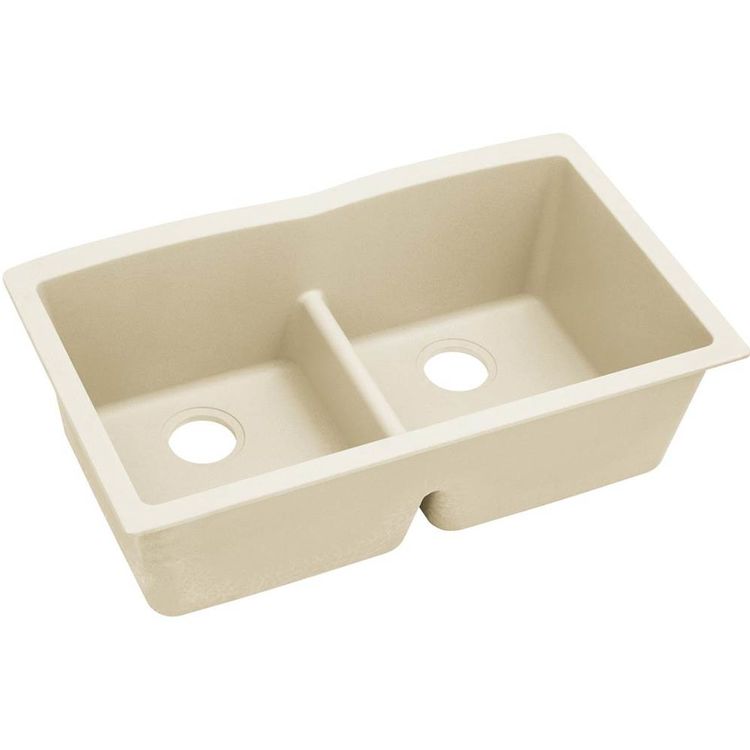 Elkay Quartz Luxe Equal Double Bowl Undermount Sink with Aqua Divide - Parchment (ELXDULB3322PA0)