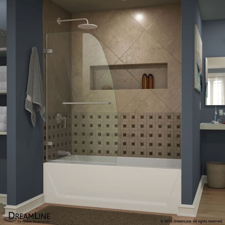DreamLine Unidoor Plus 59 1/2" W x 34 3/8" D x 72" H Frameless Hinged Shower Enclosure in Satin Black - SHEN-24595340-HFR-09