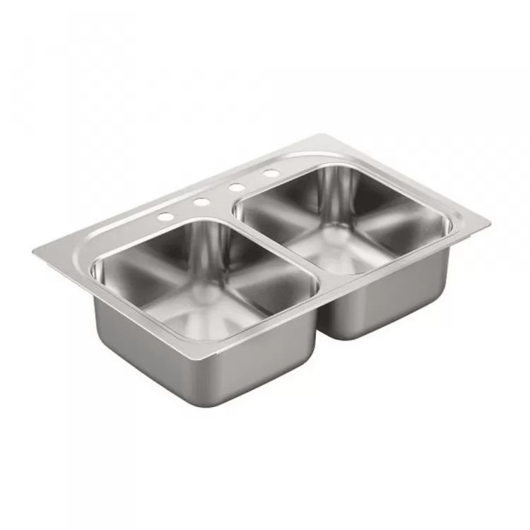 Moen G182114Q 33-In x 22-In Stainless Drop-In Single Bowl 4-Hole Sink