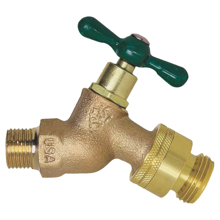 Arrowhead 351 No-Kink Hose Bibb With Backflow Preventer Vacuum Breaker, 3/4 in MIPT Inlet, 3/4 in