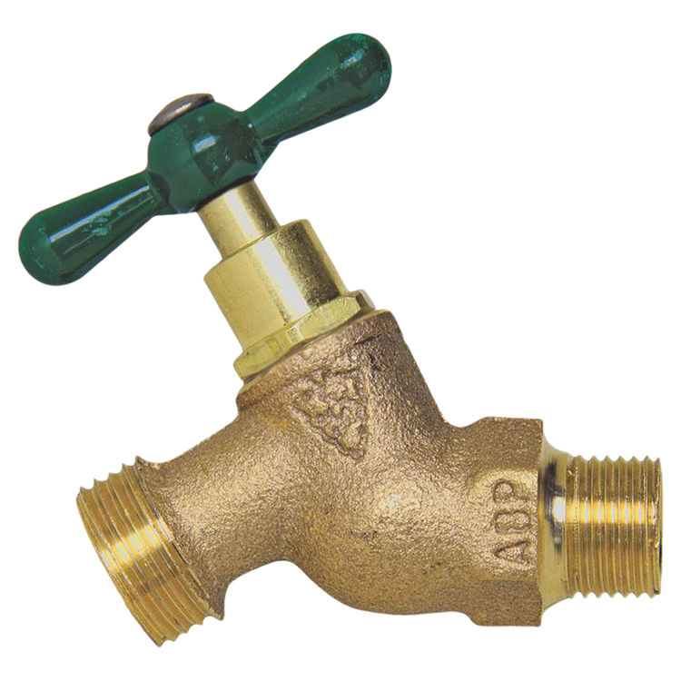 Arrowhead 351 No-Kink Hose Bibb, 3/4 in MIPT Inlet, 3/4 in Hose Thread Outlet, 125 psi, Brass
