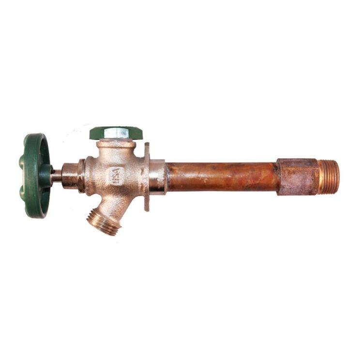 Arrowhead Brass Anti-Siphon Frost Free Hydrant, 8" Wall Thickness, QuickTurn, Lead-Free Brass, 1/2" FIP and 3/4" MIP Inlet - 425-08LF