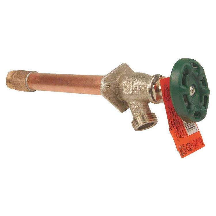 Arrowhead 456-06LF Standard Frost Free Hydrant, 1/2 in, Sweat/MIP, 3-3/4 in Wall, 125 psi, Green Handle