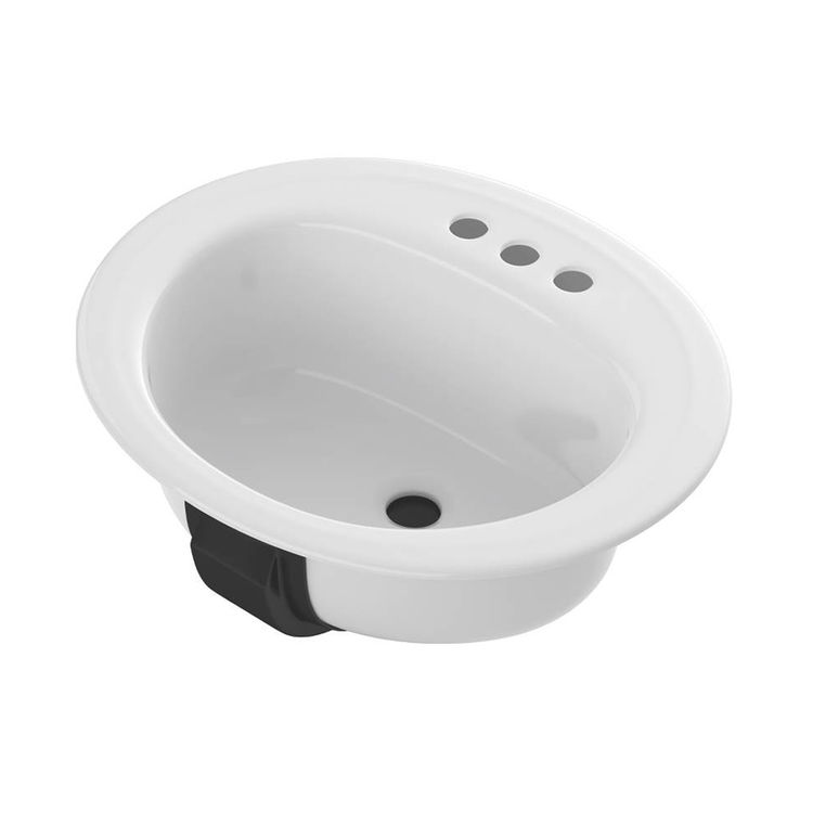 Bootz Azalea Self-Rimming Lavatory Sink, 20in X 17in, Oval, Porcelain Enamel, 3-Hole, 4in Centers, White - 021-2445-00