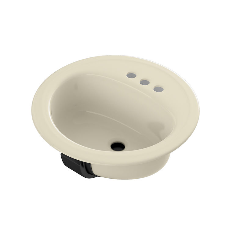 Bootz Laurel Self-Rimming Lavatory Sink, 19in X 19in, Round, Porcelain on Steel, 3-Hole, 4in Centers, Bone - 021-2435-06