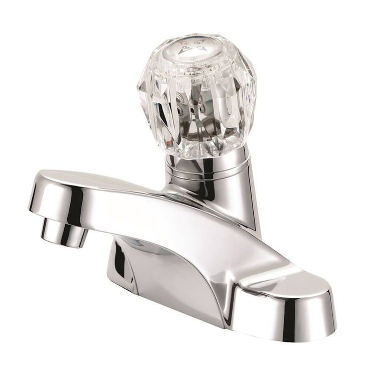 Boston Harbor One-Handle 4-Inch Centerset Low Arc Chrome Lavatory Faucet, 1.2 GPM, Knob Handle, Three-Faucet Hole - F4510043CP