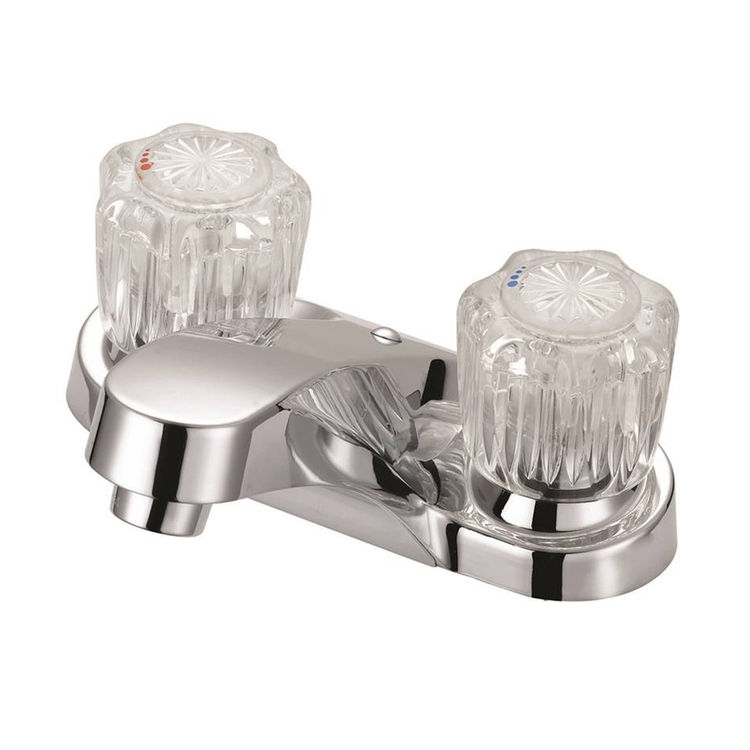 Boston Harbor Two-Handle 4-Inch Centerset Low Arc Chrome Lavatory Faucet, Knob Handles, 1.2 GPM, Three-Hole Installation - F5120067CP