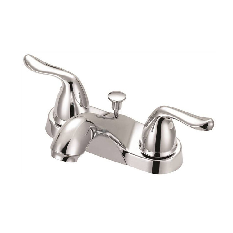 Boston Harbor Two-Handle 4-Inch Centerset Low Arc Chrome Lavatory Faucet with Plastic Pop-Up, Lever Handles, Three-Hole Installation - F5121033CP