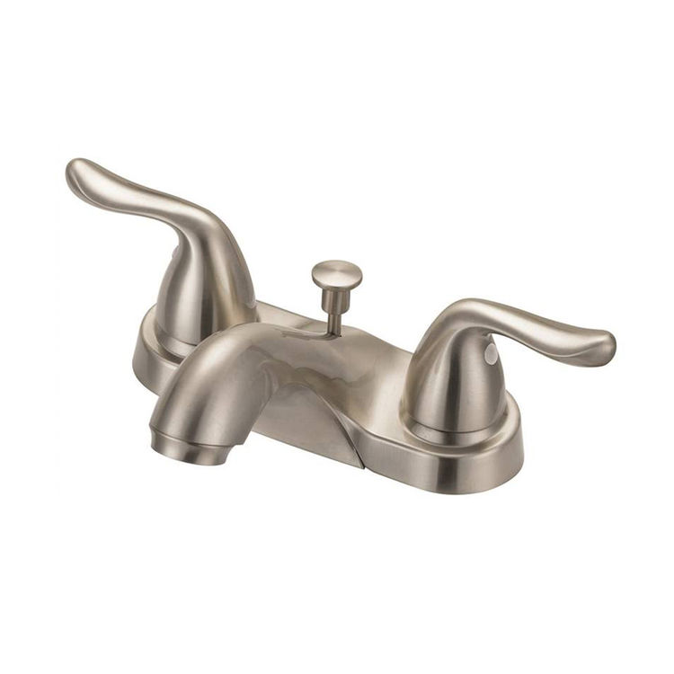 Boston Harbor Two-Handle 4-Inch Centerset Low Arc Brushed Nickel Lavatory Faucet w/ Plastic Pop-Up, Lever Handles - F5121033NP 
