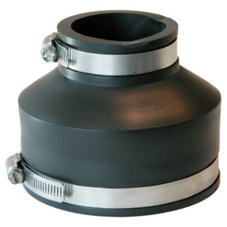 Fernco 1056 Flexible Pipe Reducing Stock Coupling, 4 X 1-1/2 in x 3.956 in, Plastic, 4.3 psi, PVC