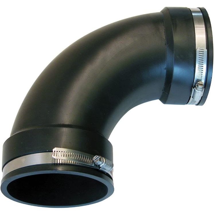 Fernco PQL-400 Flexible Dwv Pipe Elbow, 90 deg, 4 in, Mechanical Joint, 4.3 psi, PVC
