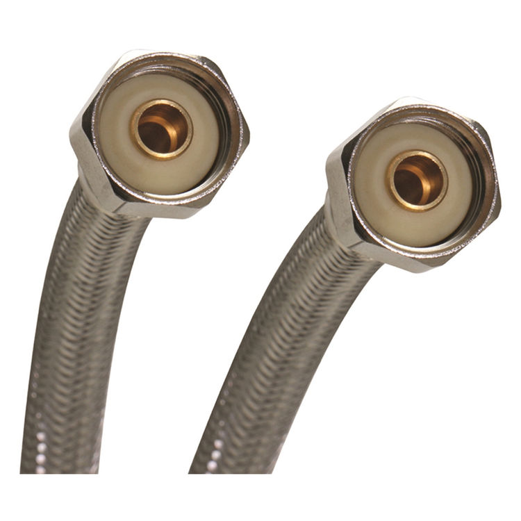 Fits All B4F16U Braided Flexible Faucet Connector With Polymer Core, 1/2 in x 16 in, FIP