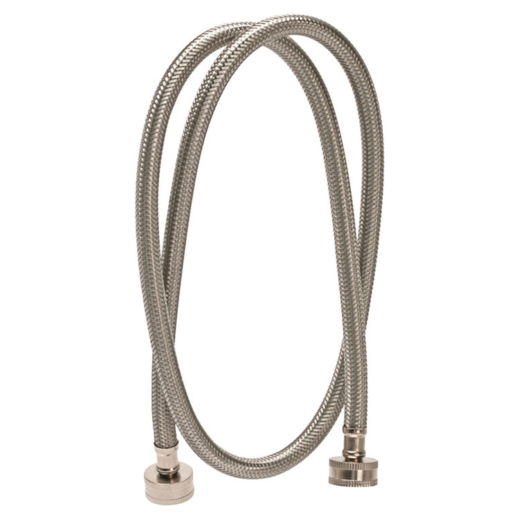 Fluidmaster 9WM48 No-Burst Washing Machine Hose, 3/4 in x 4 ft, Female, 1000 psi, Stainless Steel