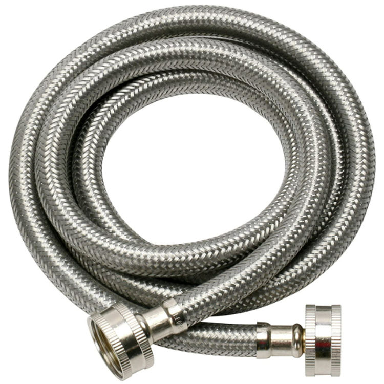Fluidmaster 9WM60P2 No-Burst Washing Machine Hose, 3/4 in x 5 ft, Female, 1000 psi, Stainless Steel