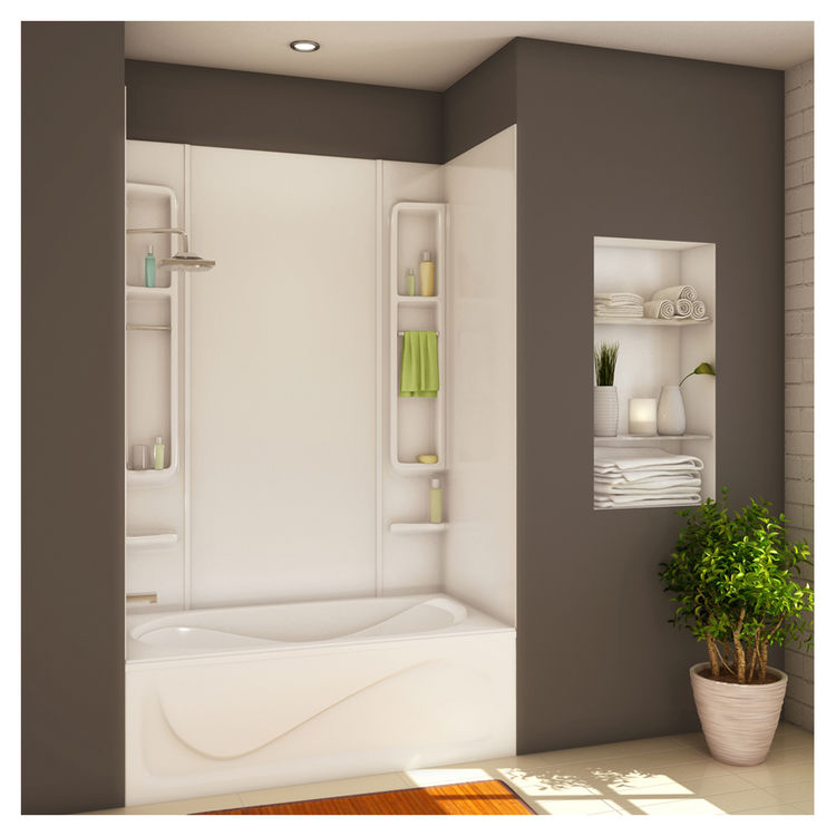 Maax Finesse 5-Piece Bathtub Wall Kit, 48 - 61 in L x 30 - 34 in W x 80 in H x 1/8 in T, White
