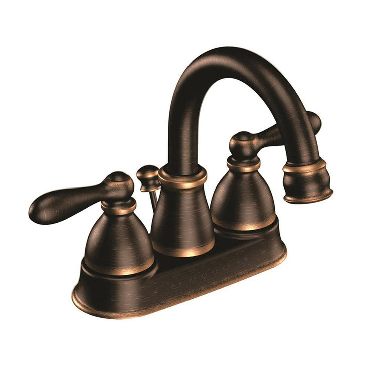 Moen Caldwell Two-Handle High Arc Mediterranean Bronze Bathroom Faucet with Pop-Up, 1.2 GPM, ADA Lever Handle, Three-Hole - WS84667BRB