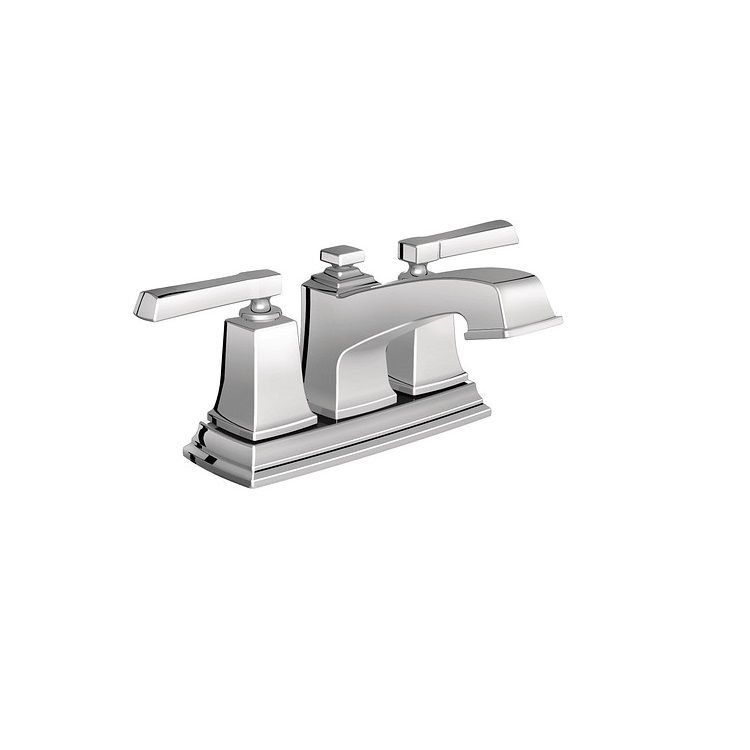 Moen Boardwalk Two-Handle Low Arc Centerset Bathroom Faucet with Pop-Up Drain, 1.2 GPM, ADA Lever Handle, Three-Hole, WaterSense, Chrome - WS84800