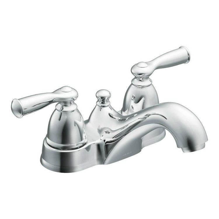 Moen Banbury Two-Handle Low Arc Chrome Centerset Bathroom Faucet with Pop-Up Drain, 1.2 GPM, ADA Lever Handle, Three-Hole - WS84912
