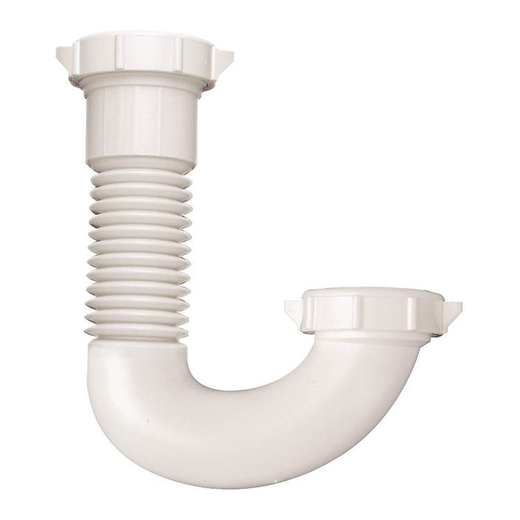 Plumb Pak PP812-50 Flex N Fix Adjustable J-Bend, 1-1/2 in or 1-1/2 X 1-1/4 in, Plastic, White