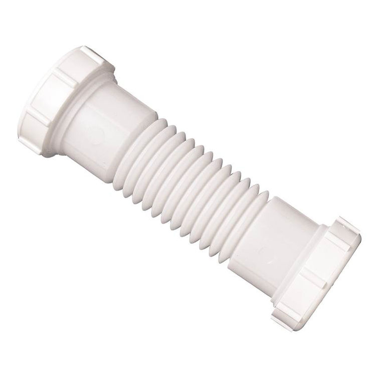 Plumb Pak PP812-15 Flex 'N Fix Double Sink Drain Coupling, 1-1/2 in, Slip, Plastic, White