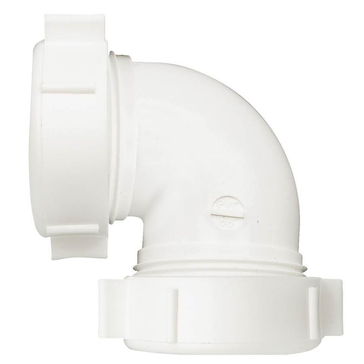 Plumb Pak PP55-5W Sink Drain Pipe Elbow w/ Reducing Washer, 90 deg, 1-1/2 in, Plastic